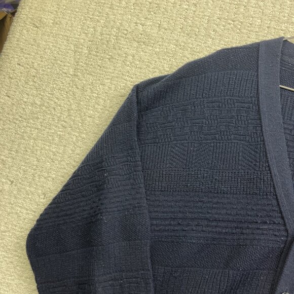 VTG Sweater Men M Blue Cooper Wool Blend Cardigan Grandpa Button 90s Canada Made - Picture 3 of 16